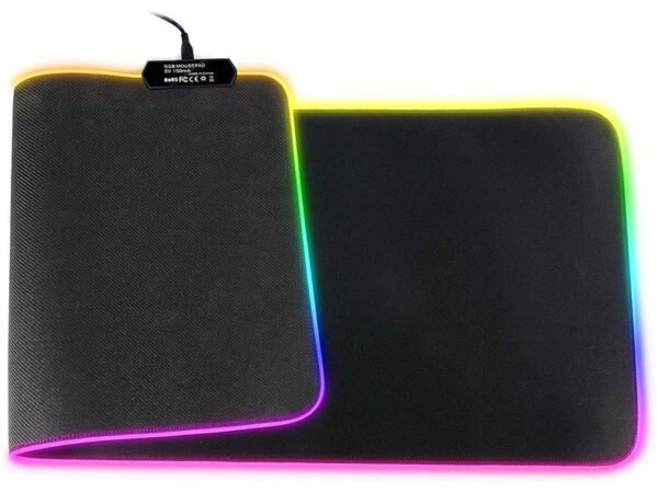 Tapis de souris et clavier gaming noir éclairé